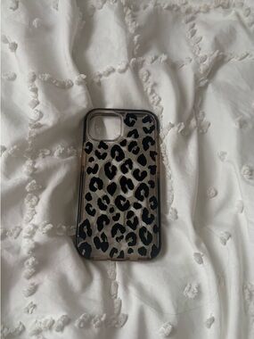 iphone 15, kate spade Clear Leopard Print iPhone Case in Black